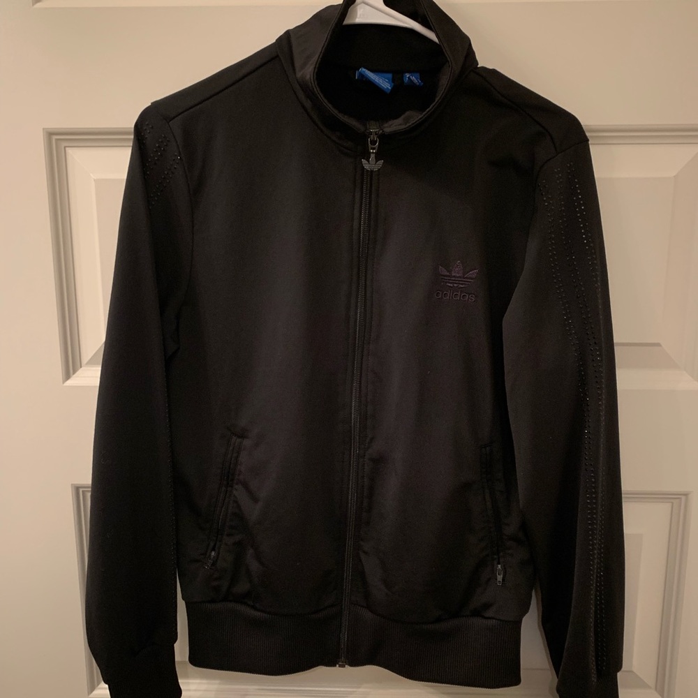Adidas Black Zip Up Jacket With stone detail